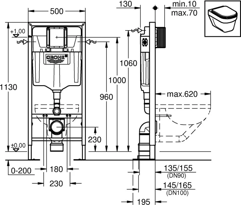 Система инсталляции для унитазов Grohe Rapid SL 38584001, усиленная Sancos — официальный сайт