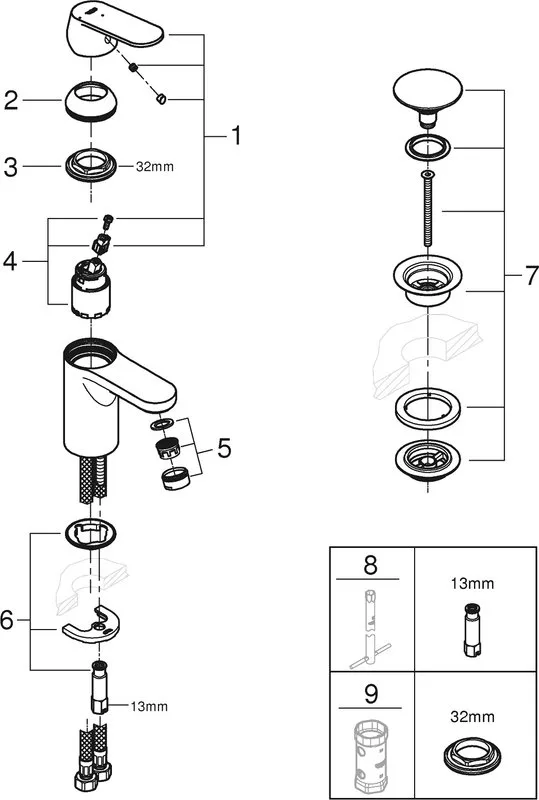 Смеситель Grohe Eurosmart Cosmopolitan 23927000 хром Sancos — официальный сайт