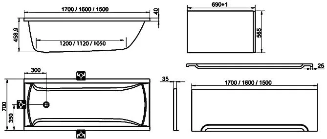 Акриловая ванна Ravak Classic C521000000 без опоры 150x70 см, левая, пристенная, белая Sancos — официальный сайт