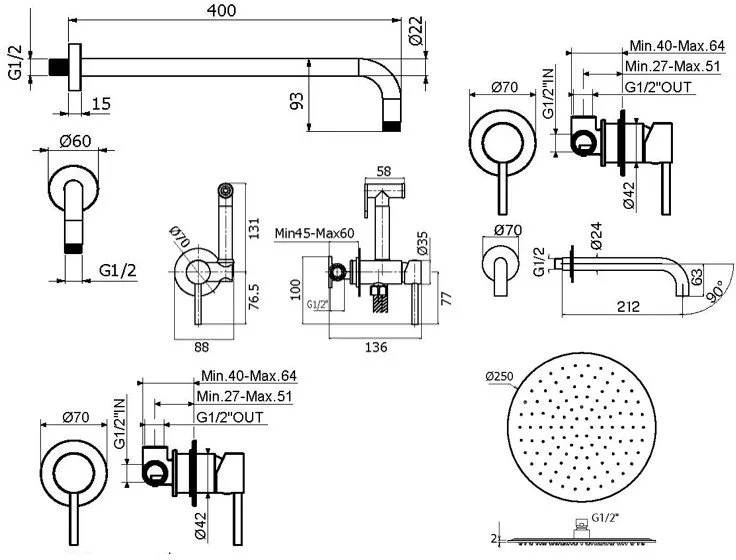 Комплект для ванной Plumberia Selection Ixo KITZXO01CR210 С ВНУТРЕННЕЙ ЧАСТЬЮ, хром Sancos — официальный сайт