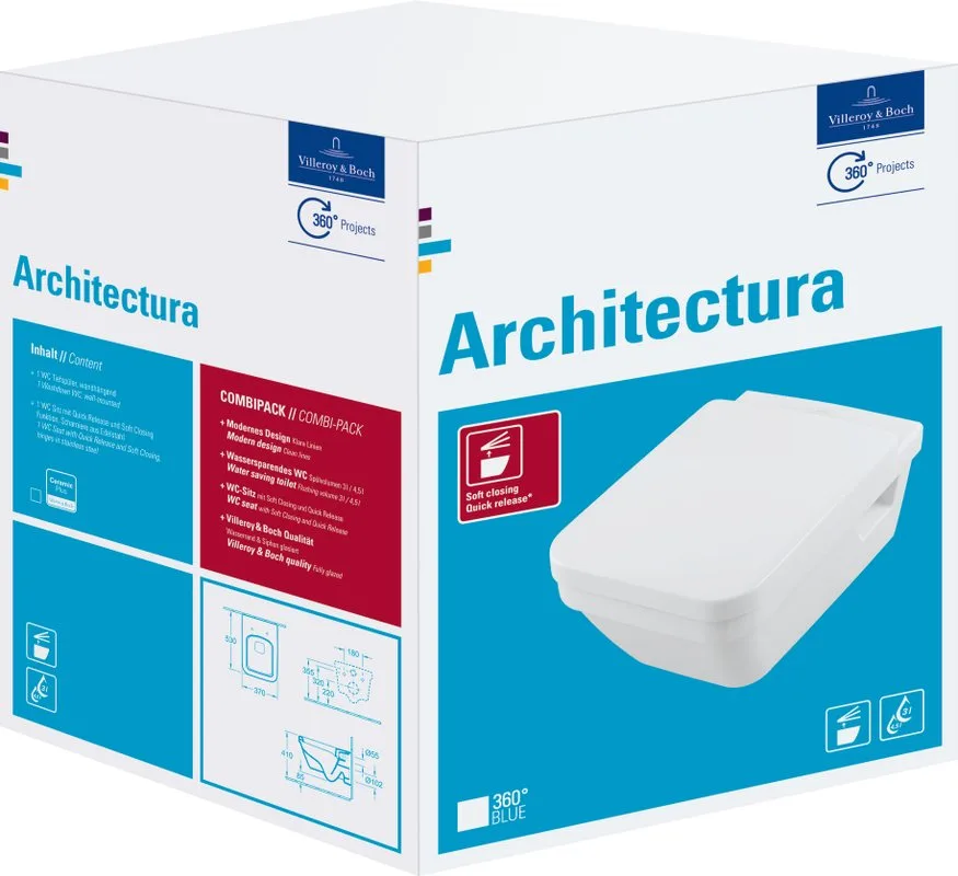 Унитаз подвесной Villeroy & Boch Architectura 5685HR01 Sancos — официальный сайт