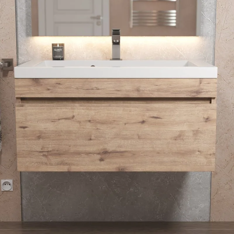 Тумба под раковину без столешницы Uperwood Eva 75 подвесная, 1 ящик, крафт табачный Sancos — официальный сайт