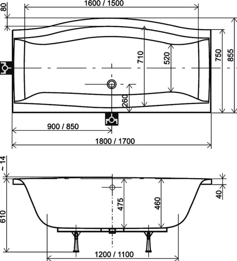 Акриловая ванна Ravak Magnolia C601000000 без опоры 180x75 см, пристенная, белая Sancos — официальный сайт