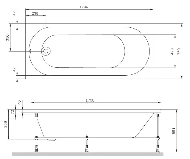 Акриловая ванна AM.PM X-Joy W94A-170-070W-A1 без опоры 170x70 см, пристенная, белая Sancos — официальный сайт