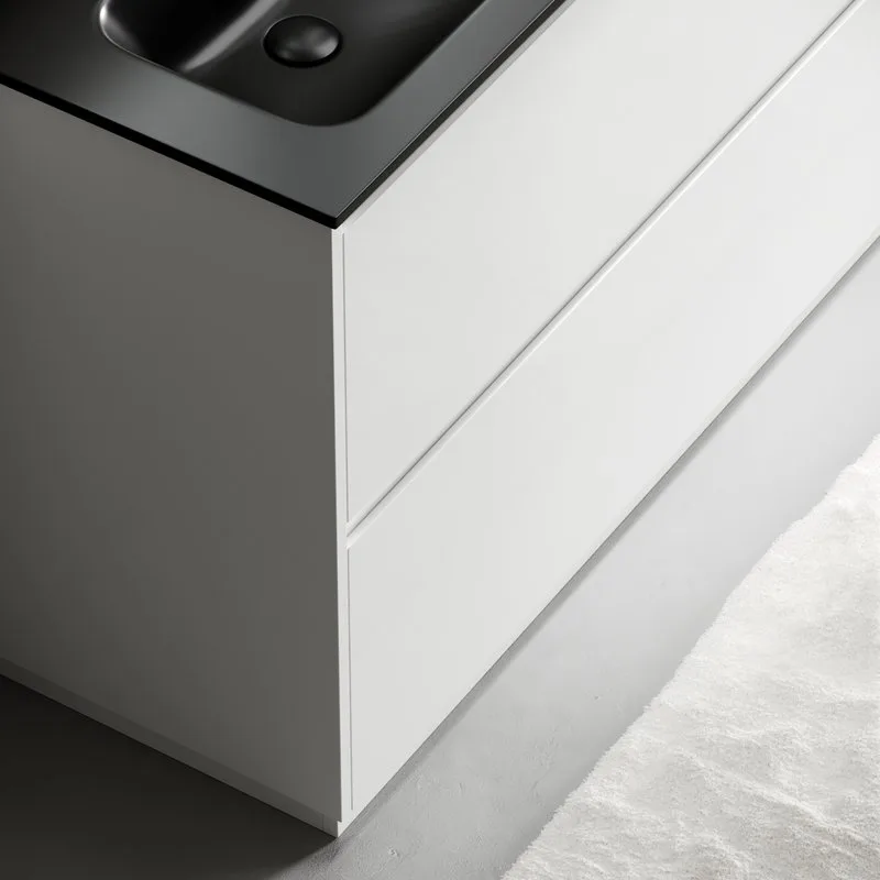 Тумба с раковиной Sancos Libra Floor 120 двойная черная раковина CN7004MB, белый глянец Sancos — официальный сайт