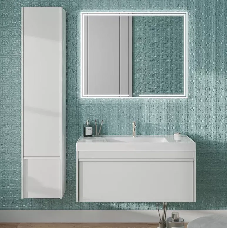 Шкаф-пенал для ванной KERAMA MARAZZI Modula 35 R с дверцей и ящиком, белый глянцевый Sancos — официальный сайт