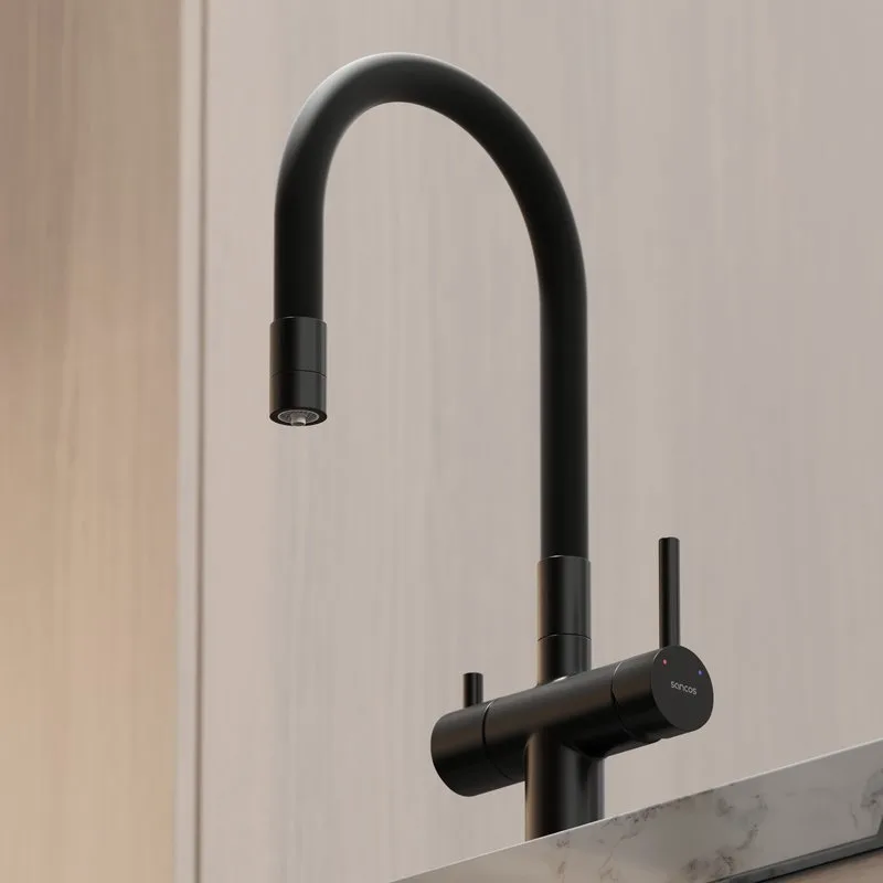 Смеситель для кухни Sancos Lucia SC4004MB с гибким изливом, черный матовый Sancos — официальный сайт
