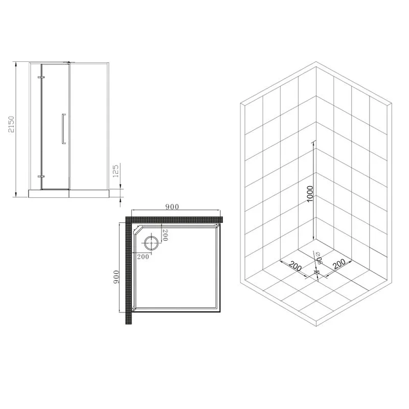 Душевая кабина Esbano ESM ESM-QUADRO-90 (Right) 90х90х215 R, квадратная Sancos — официальный сайт