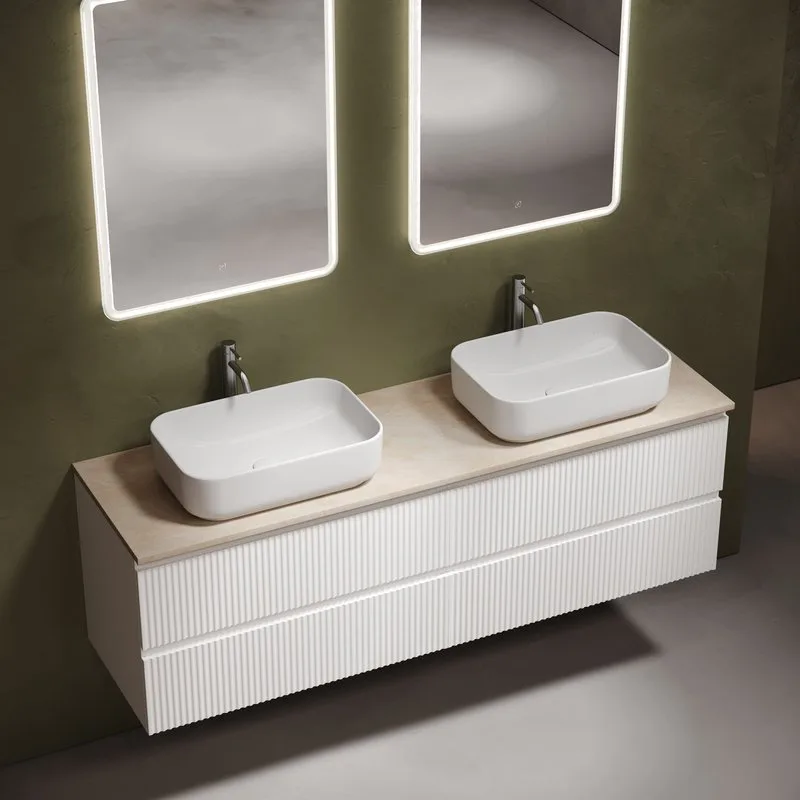 Тумба с раковиной Sancos Snob R 160 bianco, столешница бежевая TT160A2X, раковина CN5043 Sancos — официальный сайт