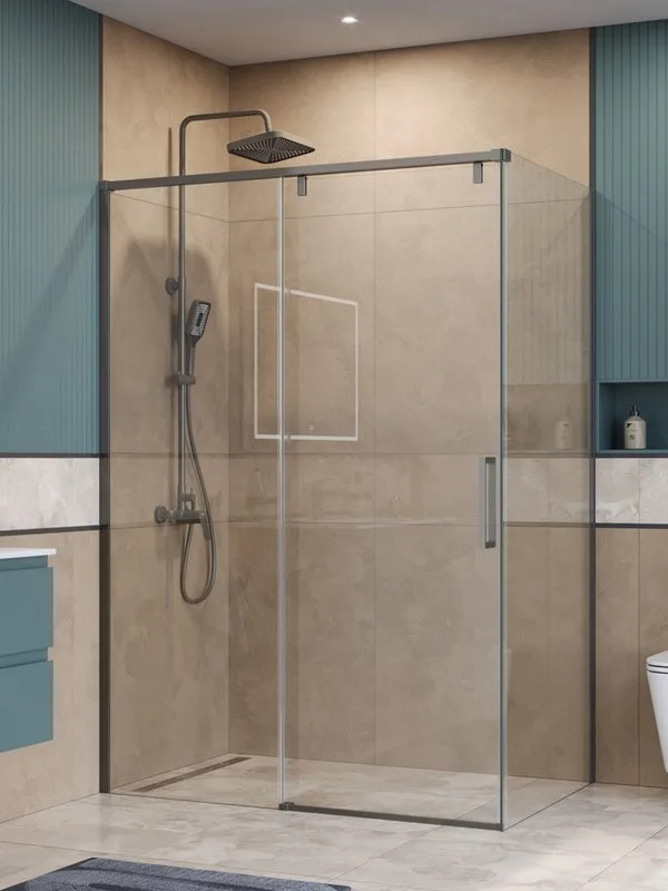 Душевой уголок BelBagno Soft Close-1 AH-1-140/80-C-GM профиль оружейная сталь Sancos — официальный сайт