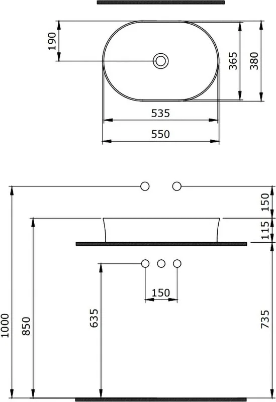 Накладная раковина Berges Ego SL 55x38 глянцевая белая Sancos — официальный сайт