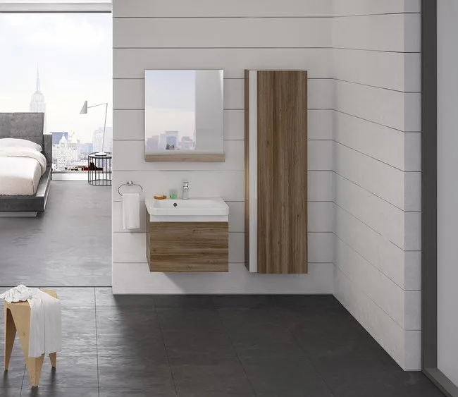 Зеркало Ravak 10° 55 темный орех, с полкой Sancos — официальный сайт