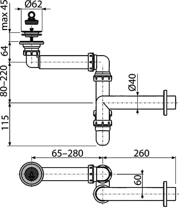 Сифон для раковины AlcaPlast A413 Sancos — официальный сайт