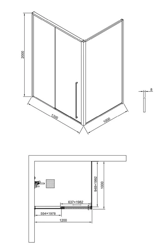 Душевой уголок Timo TDSS-120/13C-8R + TSS-1000/13C-8 120x100 см, профиль никель, стекло прозрачное Sancos — официальный сайт