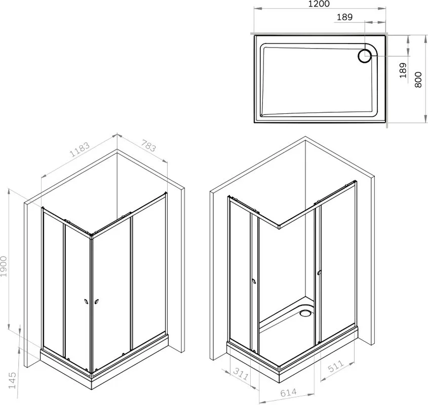 Душевой уголок AM.PM Sunny W87G-403-12080-BT 120x80 см, черный матовый Sancos — официальный сайт