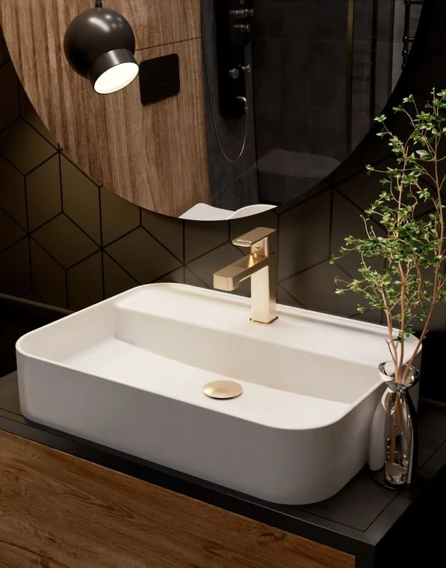 Смеситель для раковины шлифованное золото, AQUAme Parma AQM6610BG Sancos — официальный сайт
