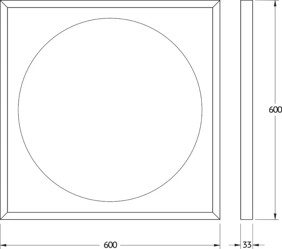 Зеркало Defesto Eclipse DF 2231S 60х60 черная рама, с LED-подсветкой, 3000К, сенсорный выключатель