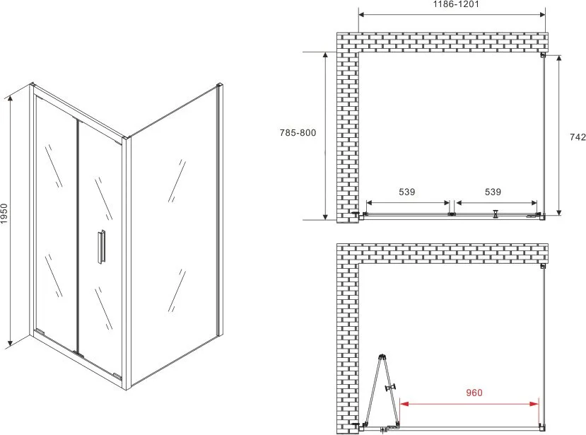 Душевой уголок Abber Sonnenstrand AG07120B-S80B 120x80, профиль черный, стекло прозрачное Sancos — официальный сайт