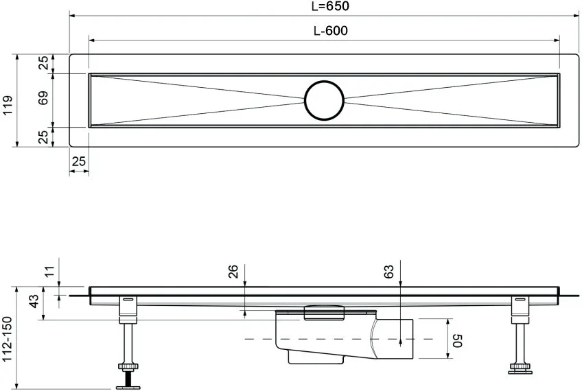 Душевой трап (лоток) Timo Drain Systems DS230106/03 600 вставка lines, черный Sancos — официальный сайт