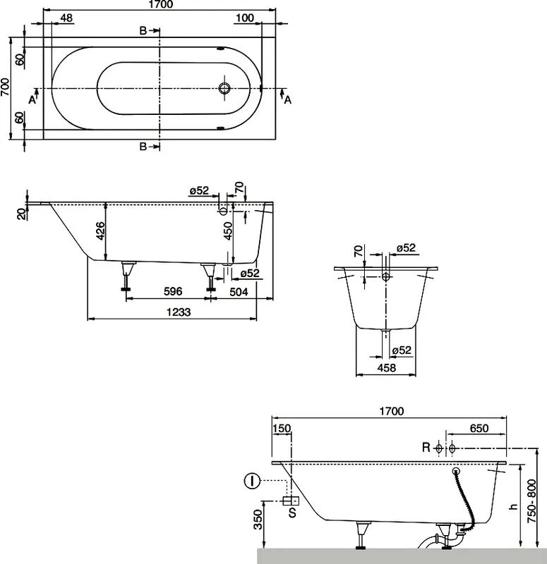 Акриловая ванна Villeroy & Boch Oberon UBQ177OBE2V-01 170x70 см, встраиваемая, цвет альпийский белый Sancos — официальный сайт