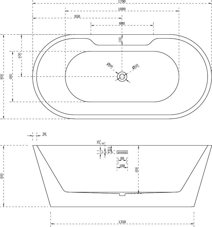 Акриловая ванна Abber AB9299-1.7 170x80 см, отдельностоящая, белая, овальная, с каркасом, со сливом- Sancos — официальный сайт