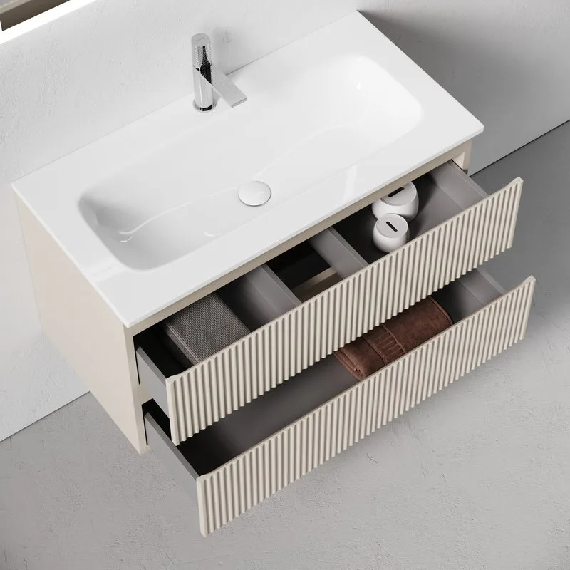 Тумба с раковиной Sancos Snob R 90 подвесная, beige soft, раковина СN7019 Sancos — официальный сайт