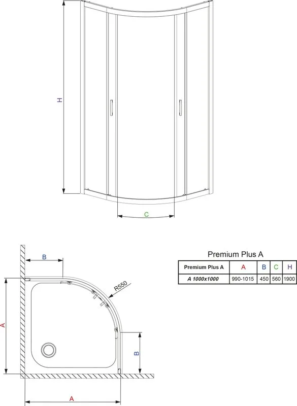 Душевой уголок Radaway Premium Plus A 100x190 прозрачное стекло Sancos — официальный сайт