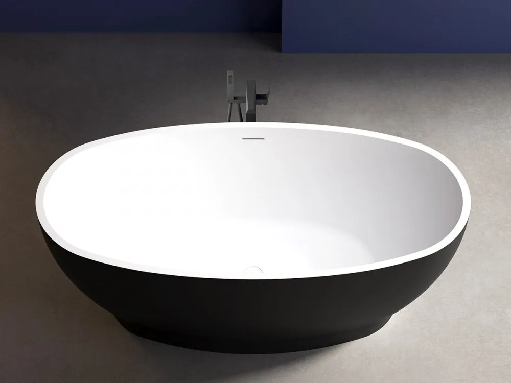 Акриловая ванна Abber AB9207MB 165x80 см, отдельностоящая, черная матовая, овальная, с каркасом, со  Sancos — официальный сайт