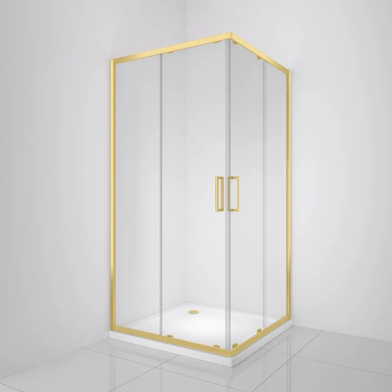 Душевой уголок BelBagno Luce A-2-100-C-ORO 100x100, профиль золото, стекло прозрачное Sancos — официальный сайт