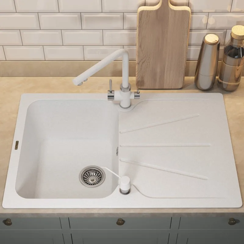Кухонная мойка кварцевая Uperwood Quartz UPD-04-01, прямоугольная, белая Sancos — официальный сайт