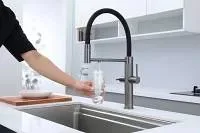 Смеситель для кухни Paulmark Nexus Diamond Nd613999-GM с гибким изливом,вороненая сталь Sancos — официальный сайт