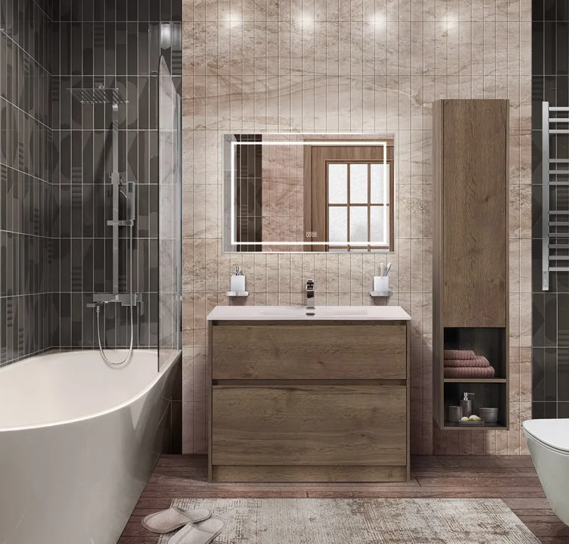 Тумба под раковину без столешницы BelBagno Kraft 100 напольная, rovere tabacco Sancos — официальный сайт