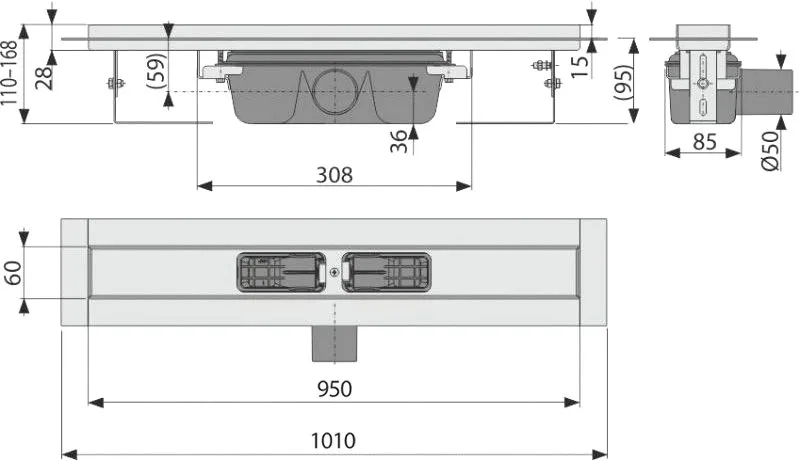 Душевой трап (лоток) AlcaPlast APZ6 S-950 без решетки Sancos — официальный сайт