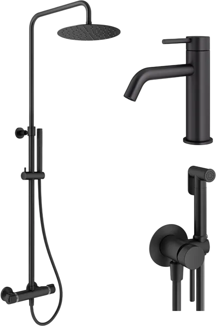 Комплект для ванной Plumberia Selection Ixo KITZXO6302NO53 черный матовый Sancos — официальный сайт
