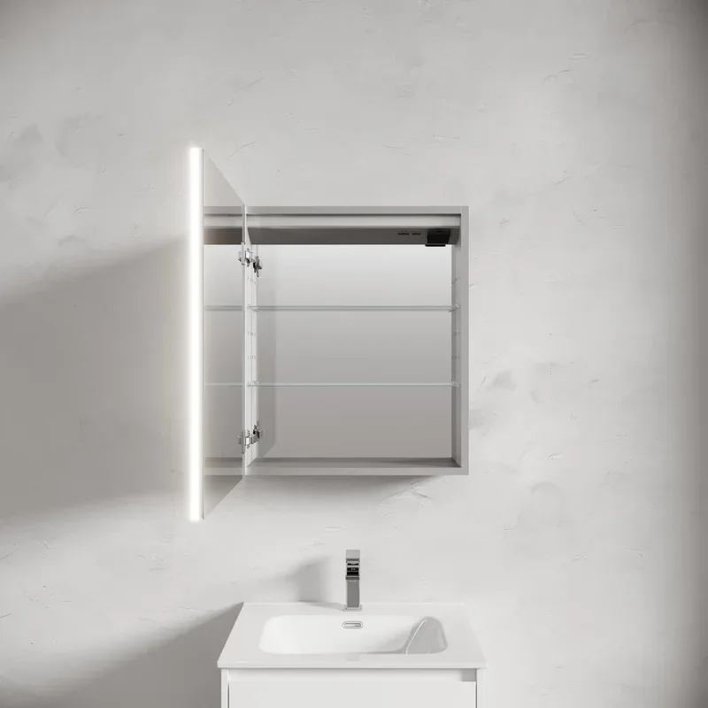 Зеркало-шкаф Sancos Evoke 60 с подсветкой, серый Sancos — официальный сайт