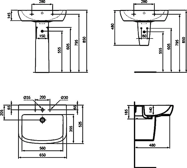 Раковина Ideal Standard Tempo T056301 65 см Sancos — официальный сайт