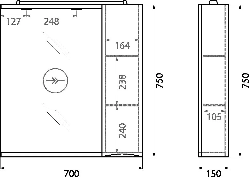 Зеркало BelBagno Marino 70 R 70 Sancos — официальный сайт