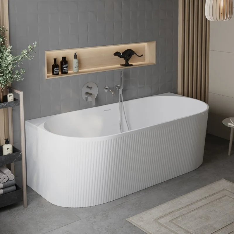 Акриловая ванна BelBagno BB412 170x80 см, пристенная, белая матовая, овальная, со сливом-переливом,  Sancos — официальный сайт