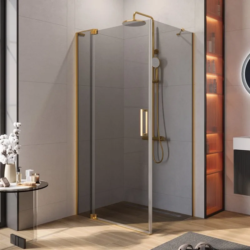 Душевой уголок Cezares Slider AH 1 100-70/80 GRIGIO BORO профиль брашированное золото, стекло серое Sancos — официальный сайт