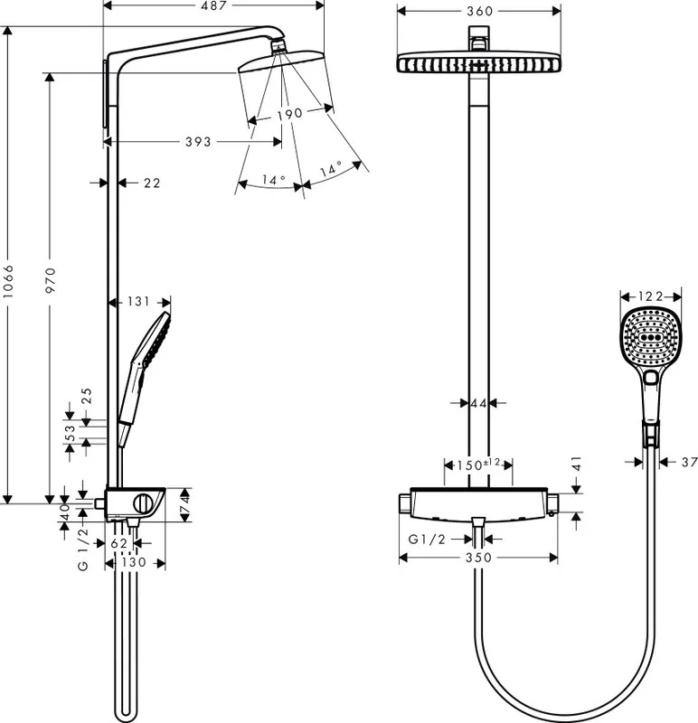 Душевая стойка Hansgrohe Raindance Select E 27112000, Showerpipe, хром Sancos — официальный сайт