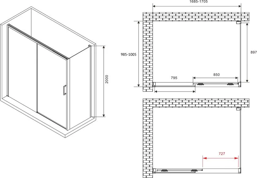 Душевой уголок Abber Komfort AG93170-S102 170x100, профиль хром, стекло прозрачное Sancos — официальный сайт