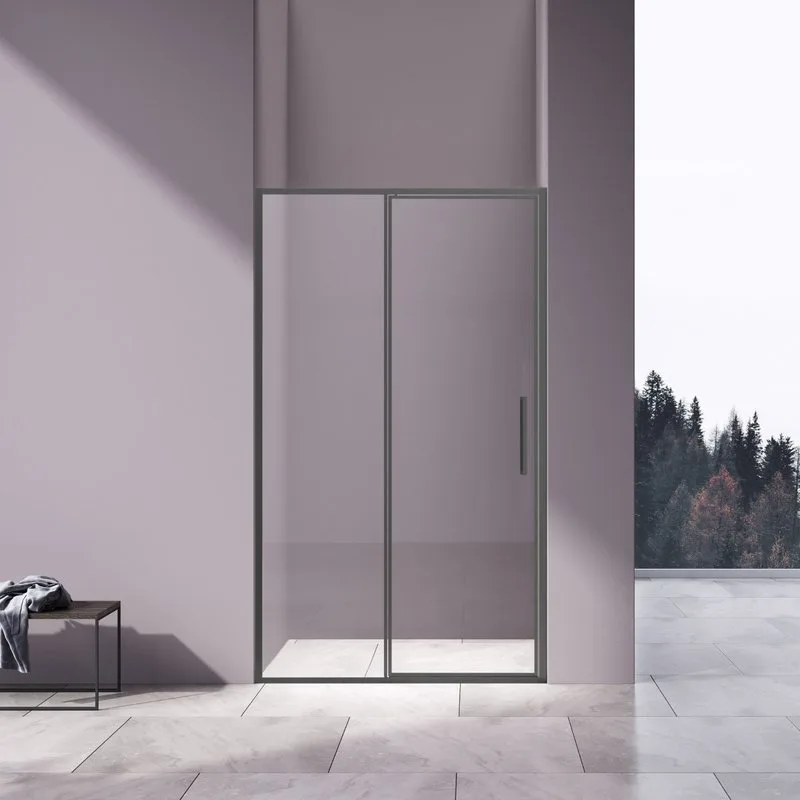 Душевая дверь Vincea Slim 8mm VDP-4SL120CLGM, вороненая сталь, стекло прозрачное Sancos — официальный сайт