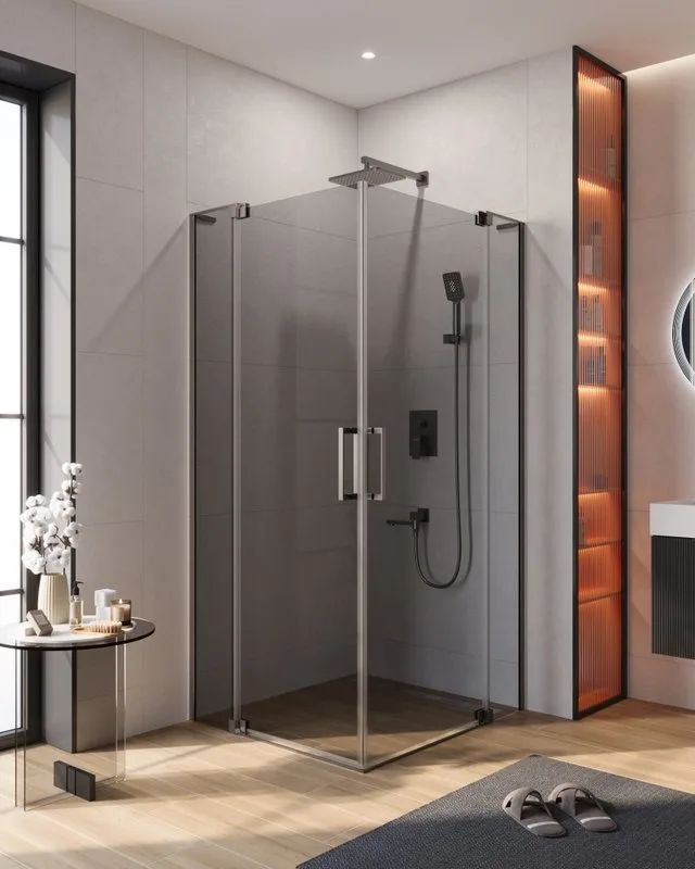 Душевой уголок Cezares Slider AH 2 70/80-90/100 GRIGIO GM профиль оружейная сталь, стекло серое Sancos — официальный сайт