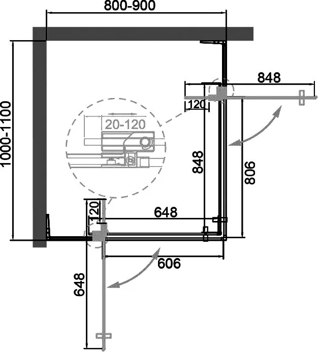 Душевой уголок Cezares Slider AH 2 80/90-100/110 BR Nero профиль черный, стекло бронза Sancos — официальный сайт