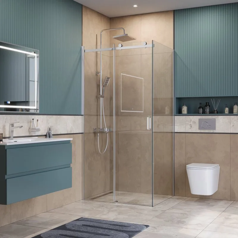 Душевой уголок BelBagno Soft Close-2 AH-1-110/100-C-Cr профиль хром Sancos — официальный сайт