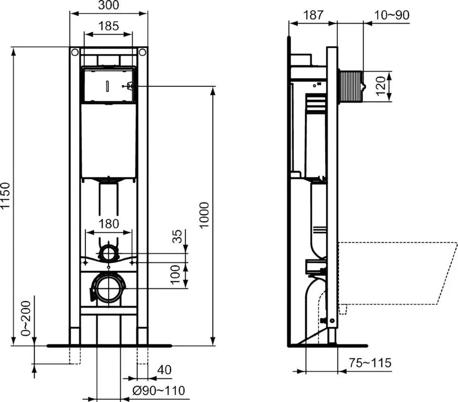Система инсталляции для унитазов Ideal Standard ProSys Eco Freestanding M E233367 Sancos — официальный сайт