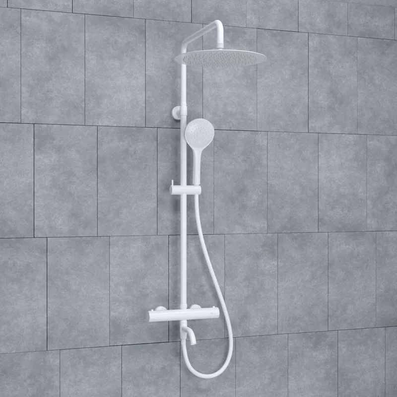 Душевая стойка Wasserkraft Mindel 8500 A188.161.155.WM Thermo, с термостатом, белая Sancos — официальный сайт