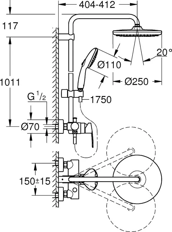 Душевая стойка Grohe Tempesta 26673001, хром Sancos — официальный сайт