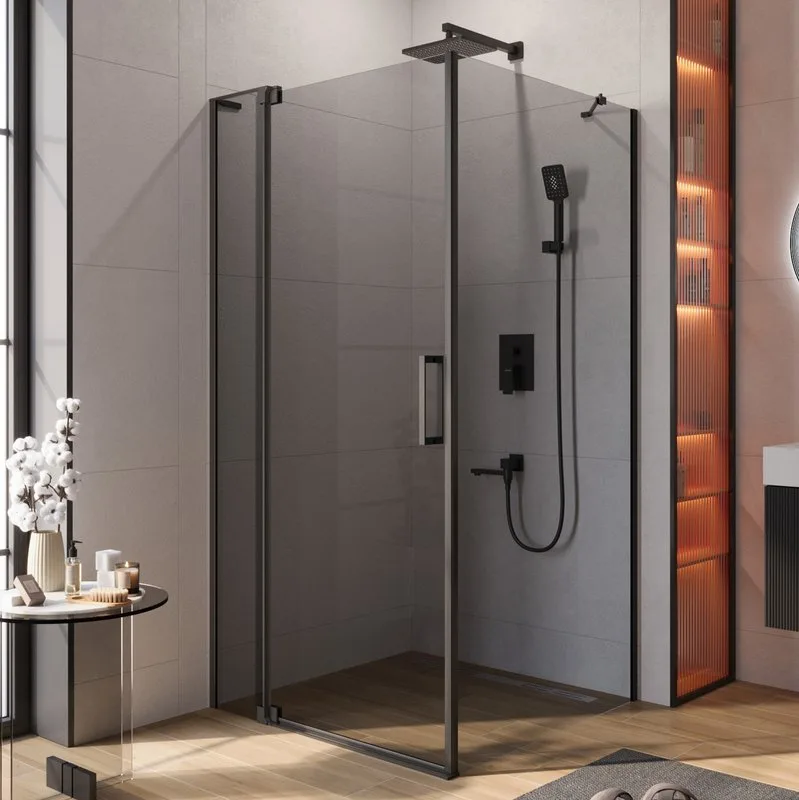 Душевой уголок Cezares Slider AH 1 100-90/100 Grigio Nero профиль черный, стекло серое Sancos — официальный сайт