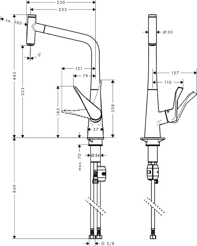 Смеситель для кухни Hansgrohe Metris Select 14884000 Sancos — официальный сайт